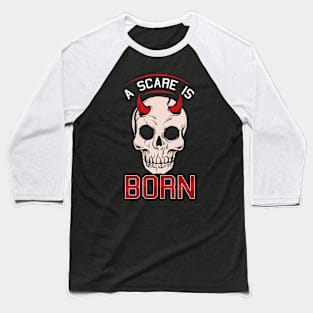 Scary Halloween Skeleton Skull Head Horror Trick Or Treat Baseball T-Shirt